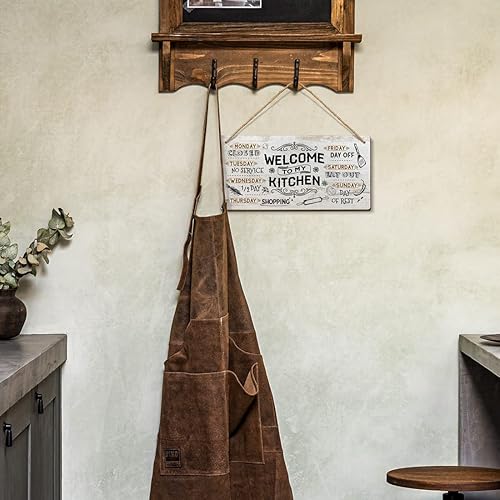 Miniatura 5 de Heuhuww Letreros Graciosos de Cocina - Bienvenidos a Mi Cocina 15x30 Centímetros Linda Cita de Cocina Rústica para Pared de Barra en Casa, Navidad