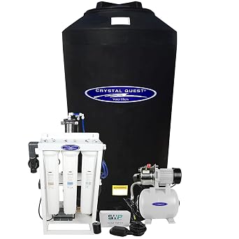 Crystal Quest Whole House Reverse Osmosis Water Filtration System | 165 Gallon Water Tank + Water Pump | Sediment & Carbon Filter - 400 GPD