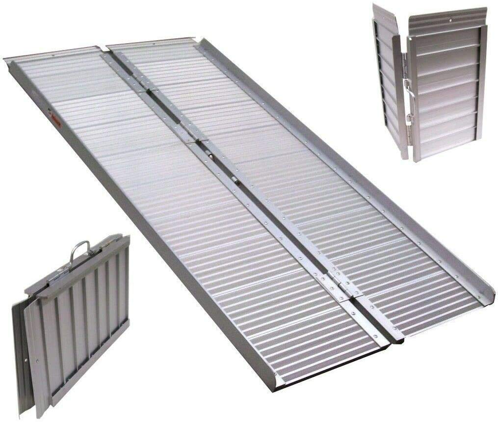 Rampa de aluminio para sillas de ruedas (120 cm, plegable, 1,2 m, rampa de elevación, rampa plegable de aluminio AWZ)
