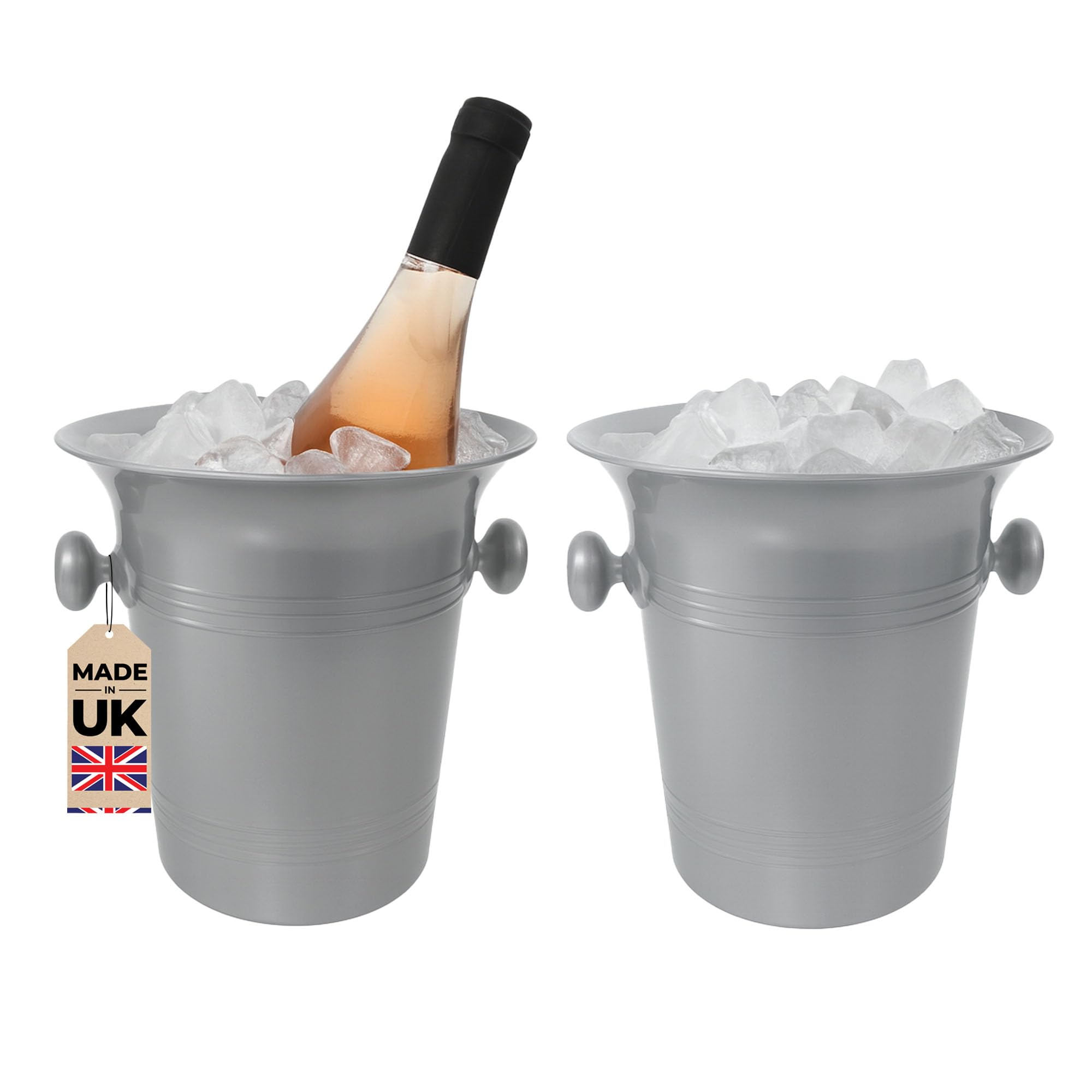 Chabrias Ltd Silver 2 Pack 3.5 Litre Wine Bucket Champagne, Beer, Wine Cooler, Bar Accessories, Ice Buckets For Parties, Party, Home Bar Accessories, Bottle Cooler Chiller Uk Made