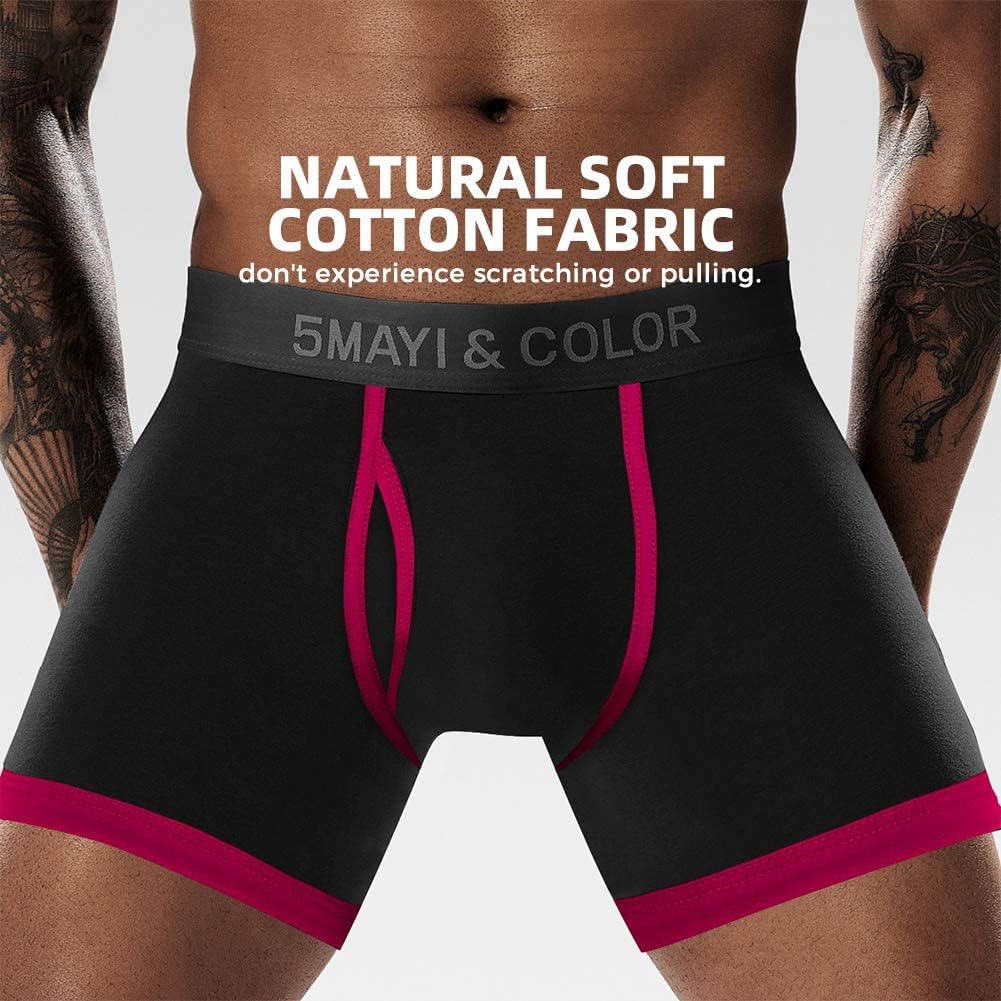 5Mayi Men's Underwear Boxer Briefs Cotton Regular Long Mens Boxer Briefs Underwear Men Pack S M L XL XXL - Image 3
