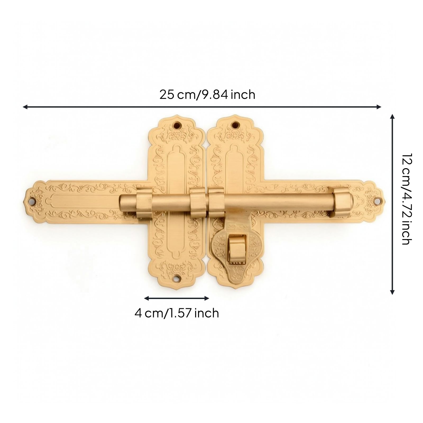 Cerrojo Puerta con Cierre con Llave Grabado Cerrojo Puerta Cierre para Patio, Latón, 25cm