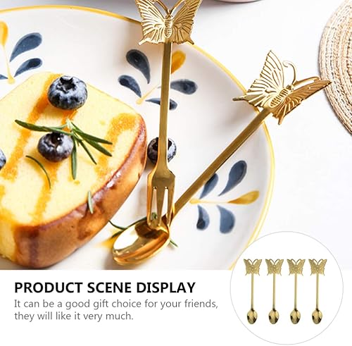 Miniatura 8 de DOITOOL 4 cucharas de café de mariposa de acero inoxidable, cucharas de cóctel para mezclar batidos y cucharas de postre para el hogar, cocina, uso