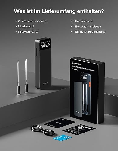 Miniatura 8 de GoveeLife Bluetooth Wireless Meat Thermometer with 2 Probes, Standalone Digital Base, WiFi Unlimited Range, ±1.8℉ Accuracy, IP68 Waterproof Real