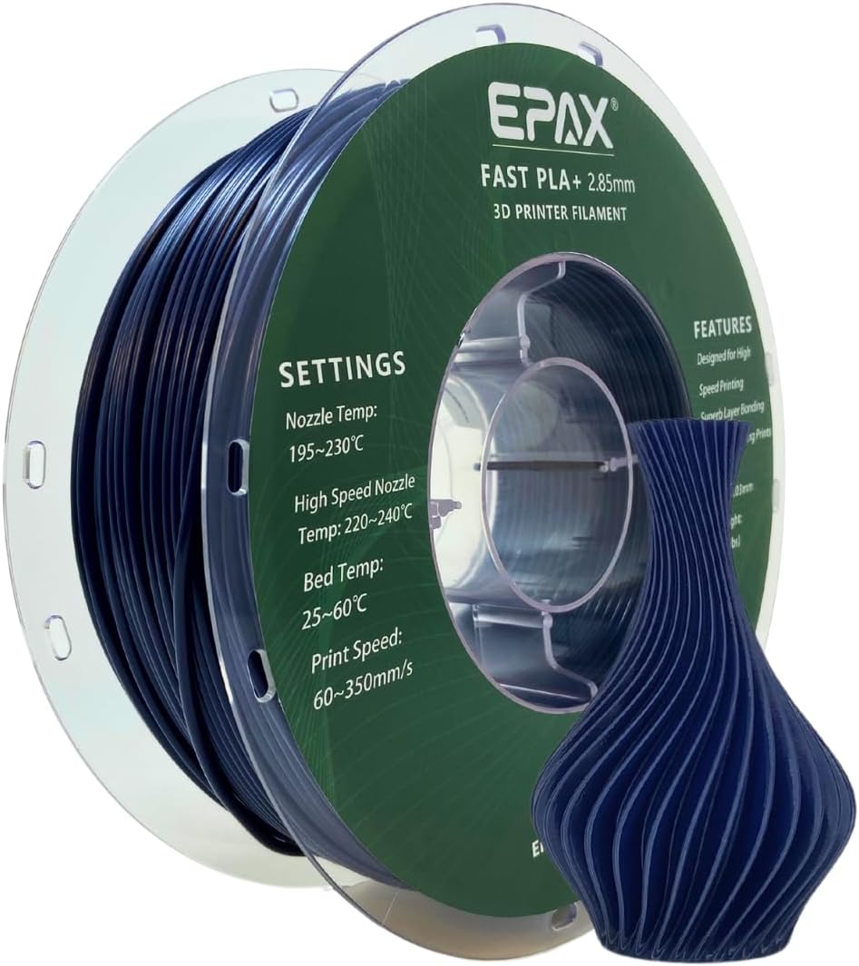 2.85mm High Speed PLA+ 3D Printer Filament, Fast PLA 3D Printing Filament, Dimensional Accuracy +/- 0.03 mm, 1KG Spool (Navy Blue)