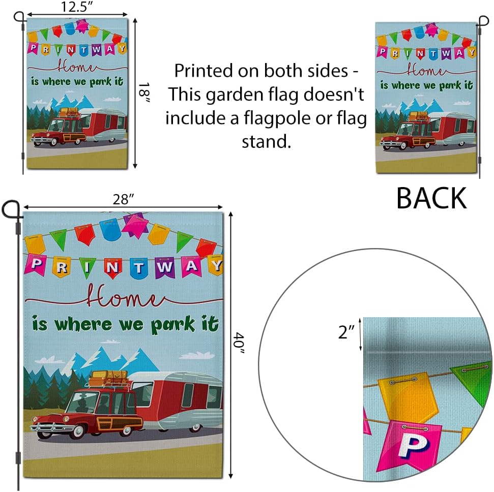 Personalized Camping Garden Flag for Campsite, Let's Sit By The Campfire Husband and Wife Vertical 12x18 Double Sided, Welcome to Our Campsite,Outdoor Fire Pit Campsite Decoration