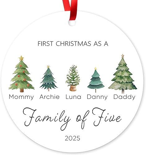 Miniatura 7 de Adorno de Navidad de familia de 3 2024, adorno personalizado para la primera Navidad del bebé, recuerdo de adorno familiar con tema de oso, 3.5