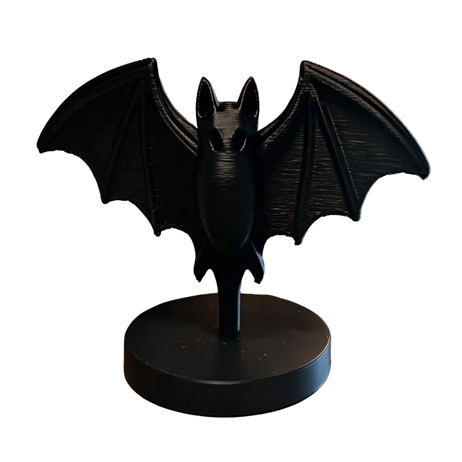 Porceosy 3D Printed Gothic Bat Statue, Matte Black Bat Figurine with Stable Base, 8.5cm Halloween Decor Ornament for Tabletop, Witchy Home and Party Ornament Gift Black