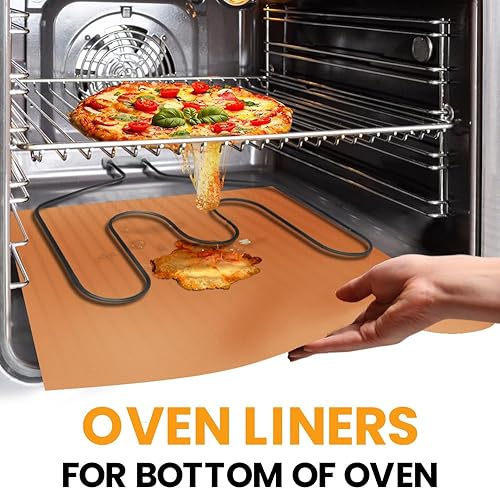 Vista 18 de Paquete de 2 forros de teflón antiadherentes grandes y gruesos, de 17 x 25 pulgadas, sin BPA ni PFOA, para la parte inferior de horno eléctrico