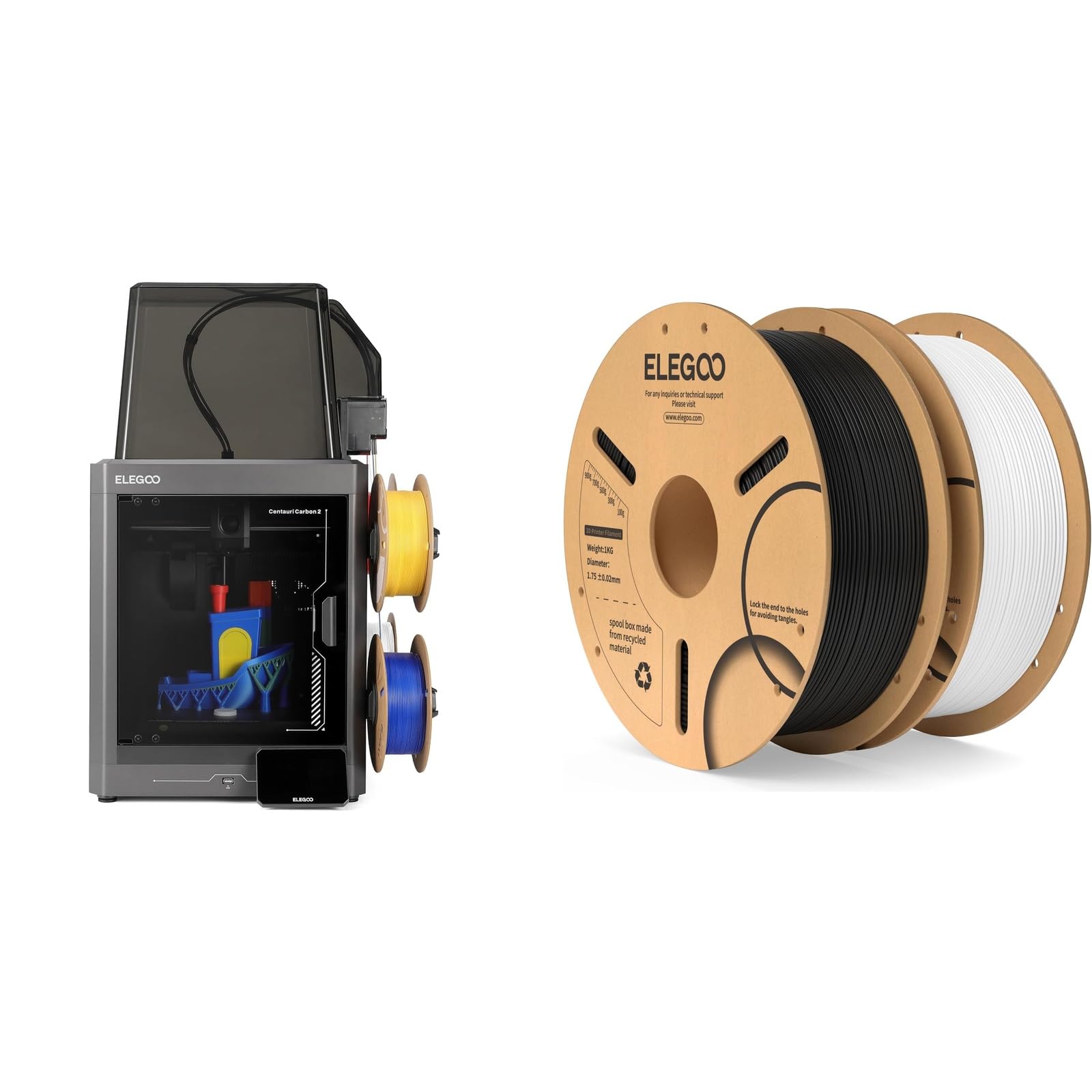 ELEGOO Centauri Carbon 2 Combo & PLA Filament Negro y Blanco 2KG