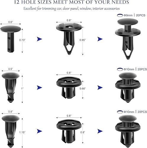 Miniatura 3 de 245 clips para parachoques, clips de retención de empuje para automóvil, retenedor de cuerpo de automóvil, remache de moldura de sujeción, clips de