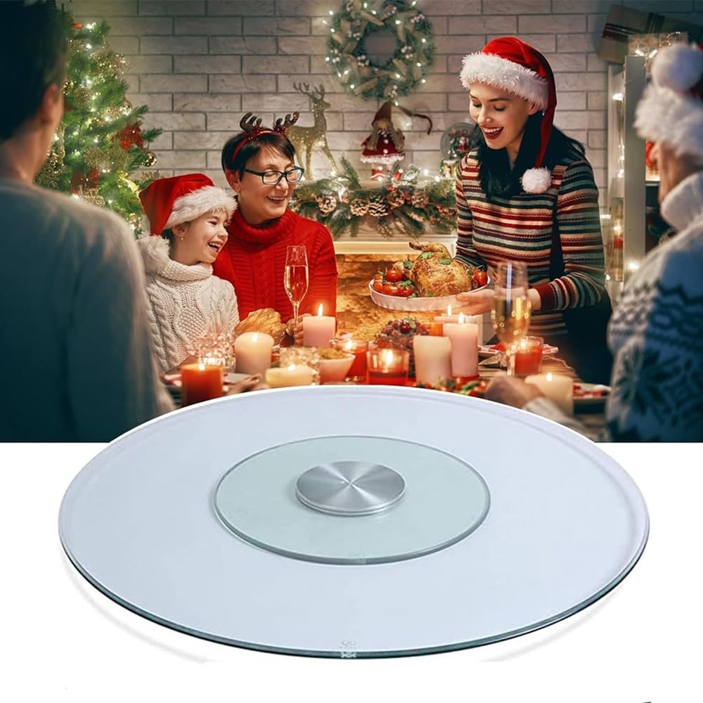 Pas de bruit assiette rotative en verre solide pour grand repas