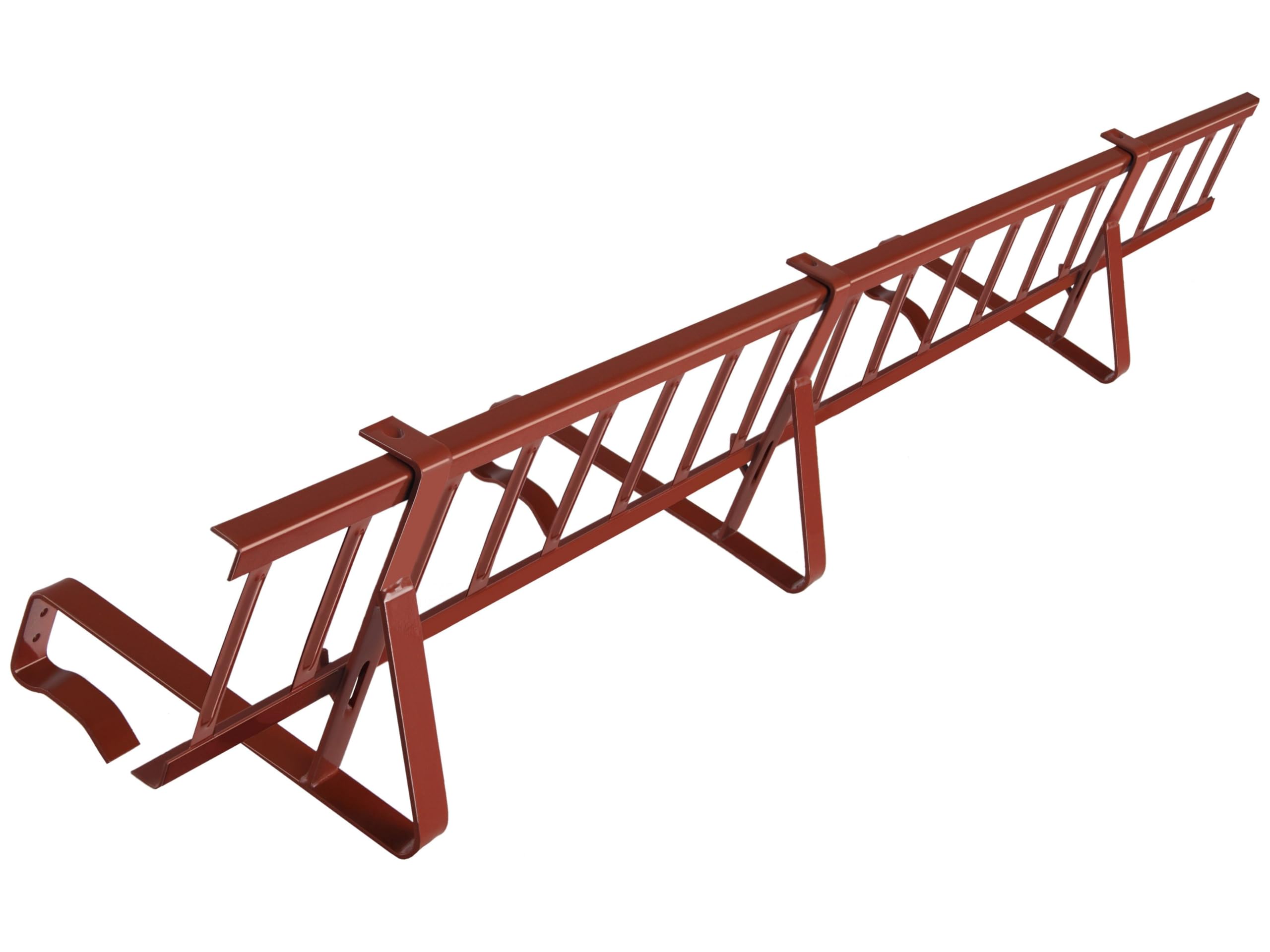 Kit completo griglia fermaneve 1,5 m per tegole in cemento e in laterizio, con 3 supporti da fissare ai listelli (Altezza griglia: 15 cm, RAL 8004 Rosso mattone)