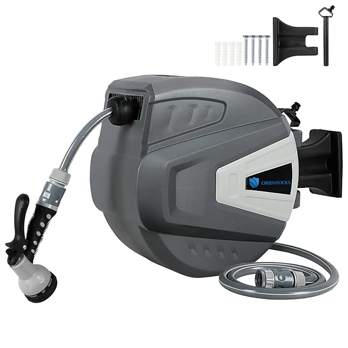 Buy 1/2" Garden Hose Reel, 65+6.6 FT Automatic Retractable and Any