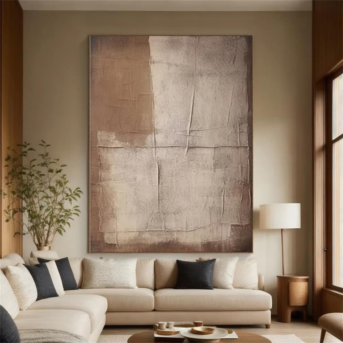 AEFOUU Large Canvas Wall Art Print Beige Brown Abstract Painting Modern Painting Boho Wall Art Picture Painting Home Room Decor(40x65cm/16x26in/Frameless)