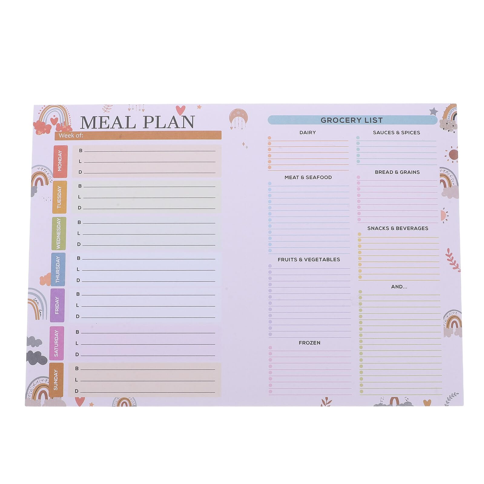 Bloc de Planificación Semanal Magnético para Frigorífico B5 18x25 Cm 52 Hojas, Organizador de Cocina para Menú y Lista de Compras, Calendario Planificador de Comidas Familiar