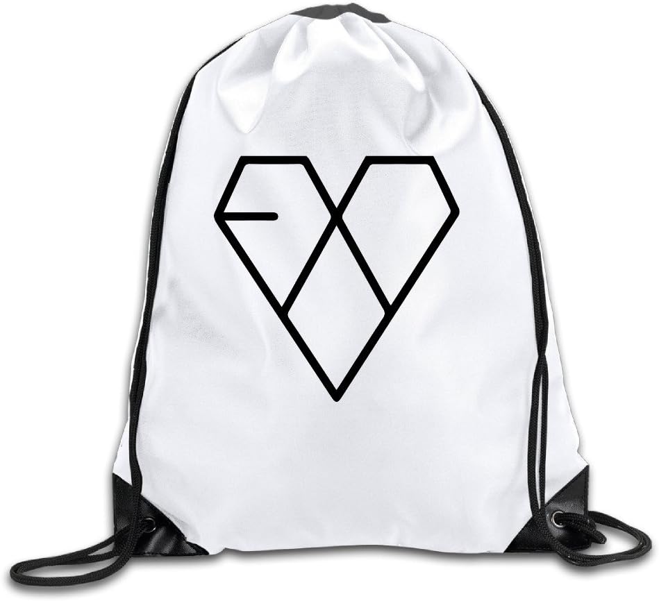 BYDHX Kpop EXO Logo Drawstring Backpack Bag White