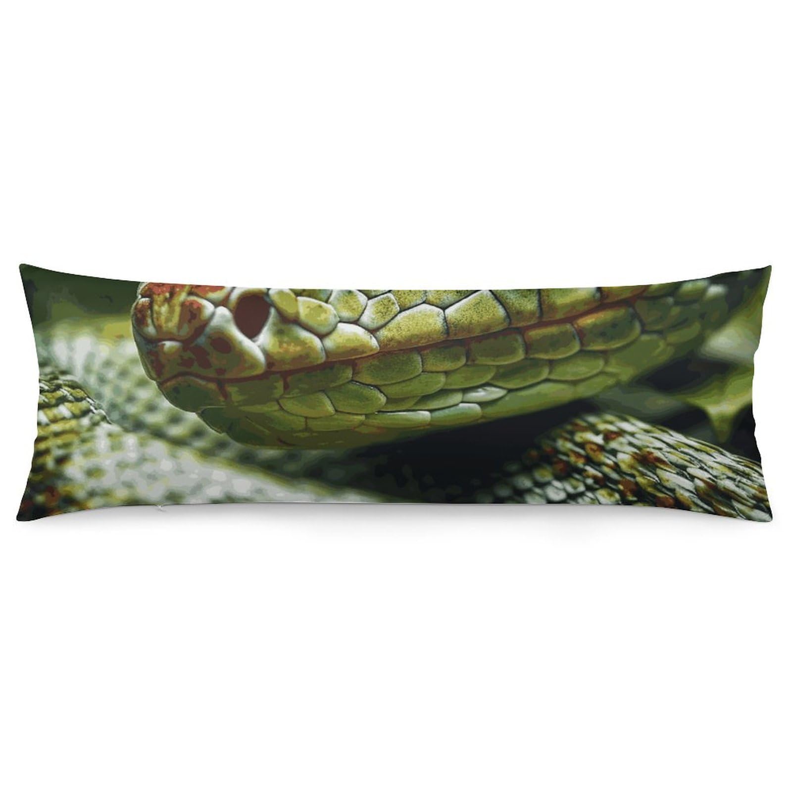 Taie d'oreiller serpent vert anti-frottement, tissu doux respirant
