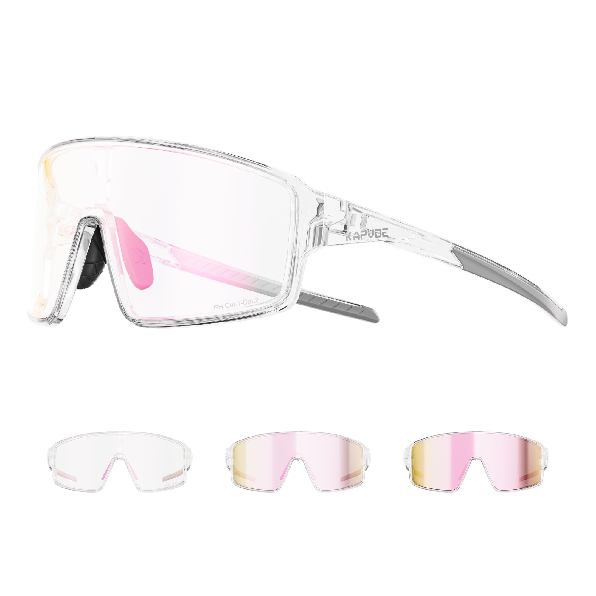 KAPVOE K473 Gafas de Ciclismo Fotocromáticas y de Color para Hombre y Mujer, Gafas de Sol Deportivas UV400 MTB Running Béisbol