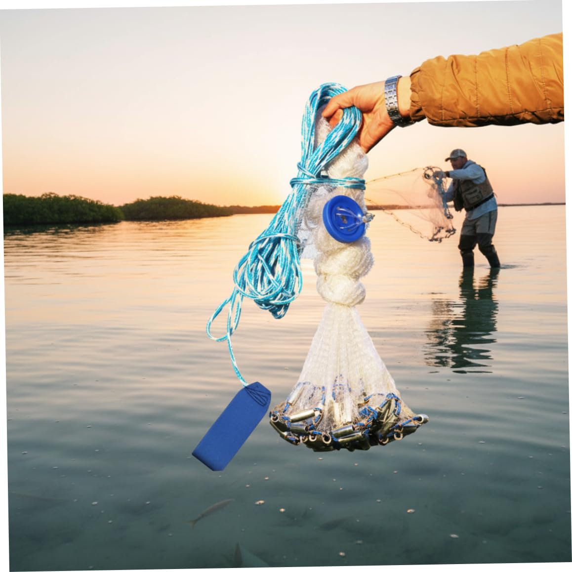 Red de Pesca Profesional de 5 pies con plomos de Zinc para Tiro de Cable de neumático de hundimiento rápido para lanzar fácilmente en Agua Dulce y Salada.
