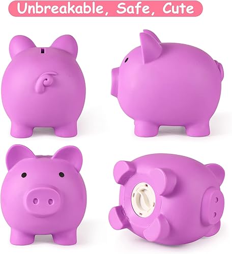 Miniatura 8 de Alcancía de plástico irrompible, alcancía para niñas y niños, tamaño mediano, regalos prácticos para cumpleaños, Pascua, Navidad (rojo)