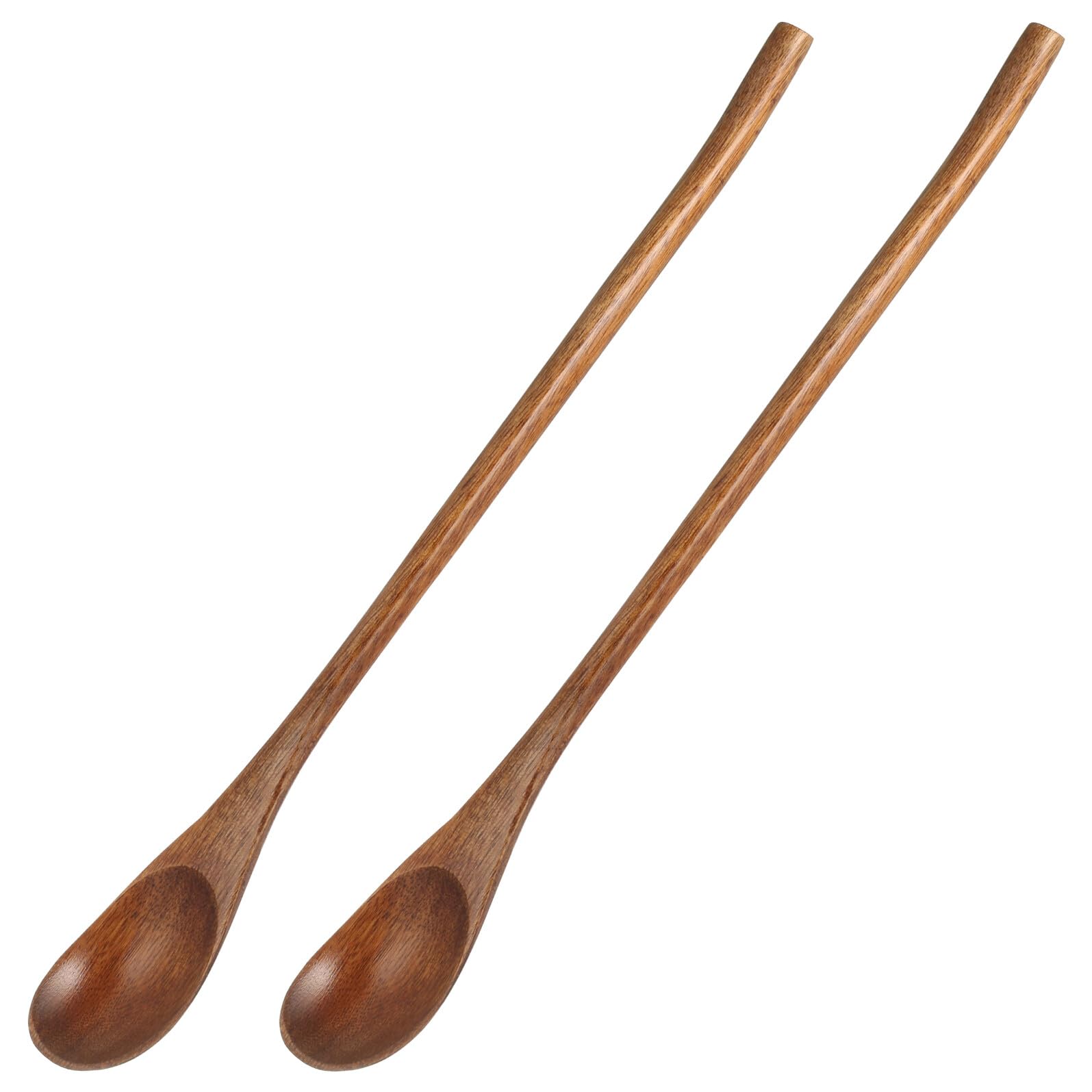 Homoyoyo Cucharas De Madera De Mango Largo Para Café y Miel, Estilo Japonés, Tamaño Pequeño, Madera Nanmu Natural, Para Postres y Aperitivos, Paquete De 2 Piezas, Uso Cocina y Bebidas