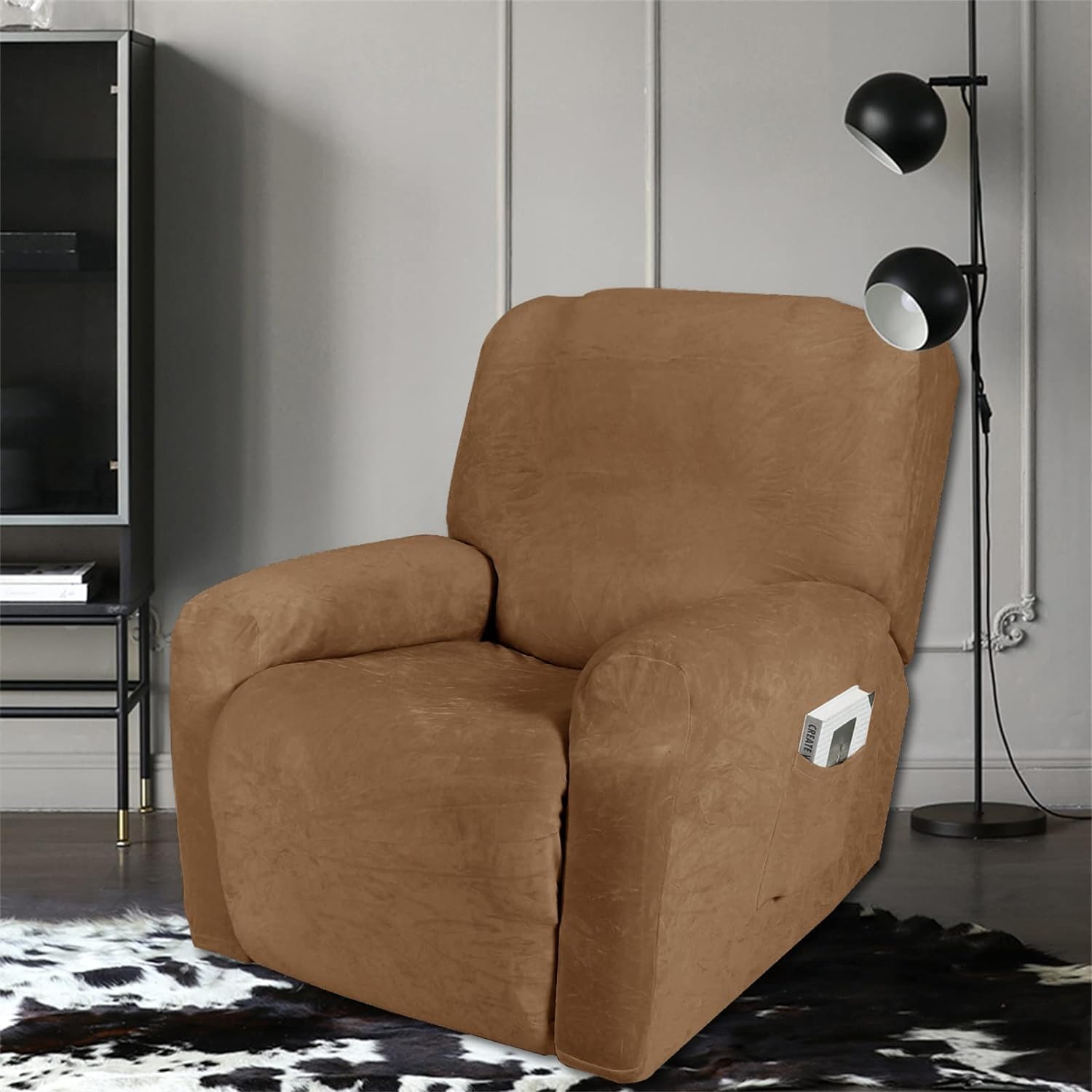 Recliner Chair Covers, Stretch Recliner Cover 1 Pieces, Recliner Cover with Pockets, Armchair Cover for Living Room