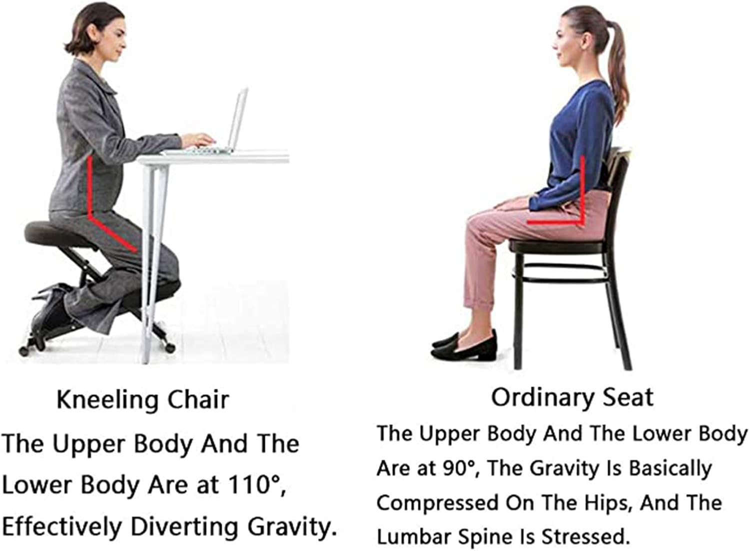 Kneeling Stool Chair, Ergonomic Height Adjustable Stool with Angled Seat Dual Handles Posture Corrective Kneeling Chair for Office Home Desk Computer,Gray