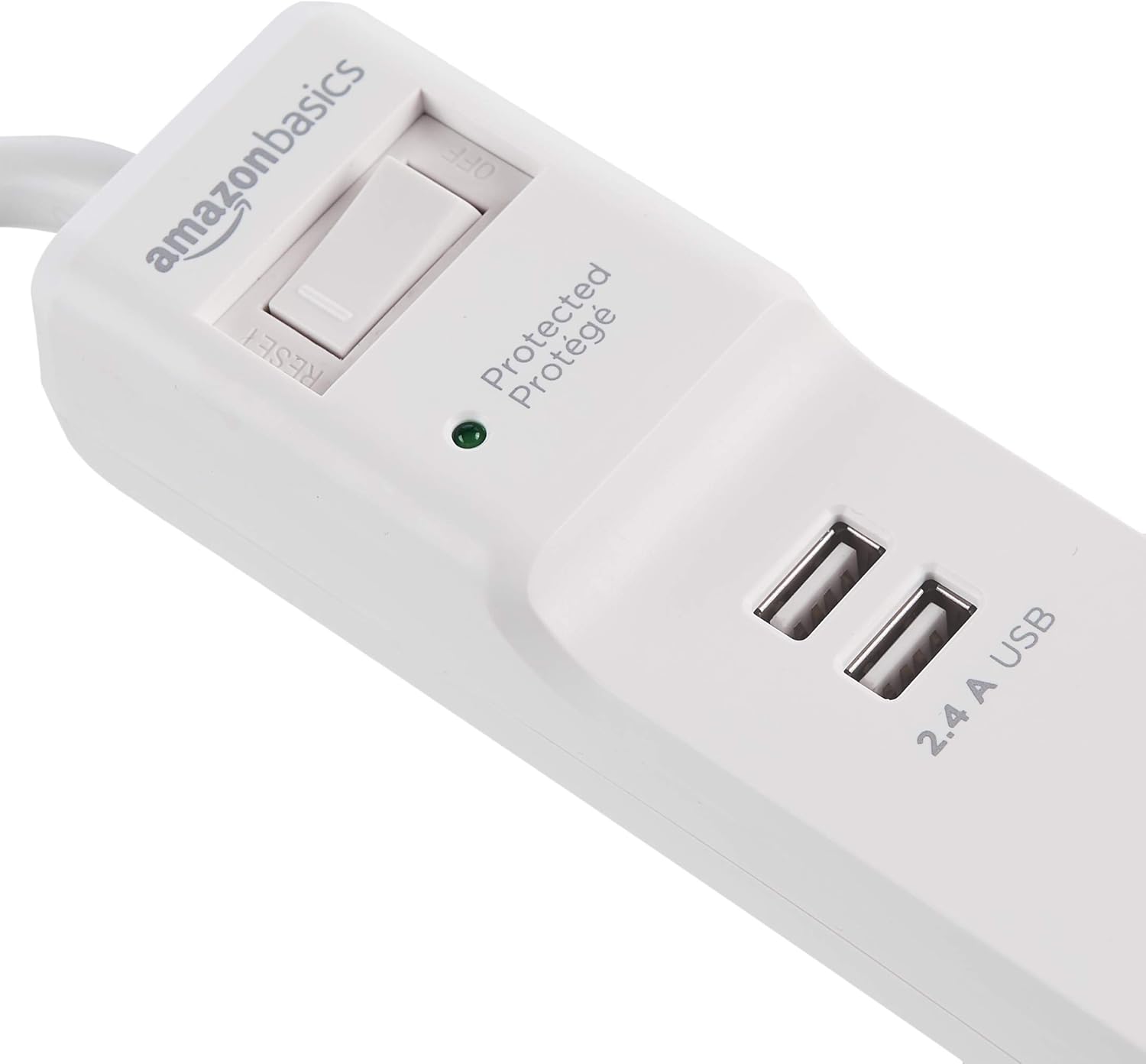  Basics 6-Outlet Surge Protector Power Strip with 2 USB Ports - 1000 Joule, White & 8-Outlet Power Strip Surge Protector, 4,500 Joule - 6-Foot Cord, Black/Green : Electronics