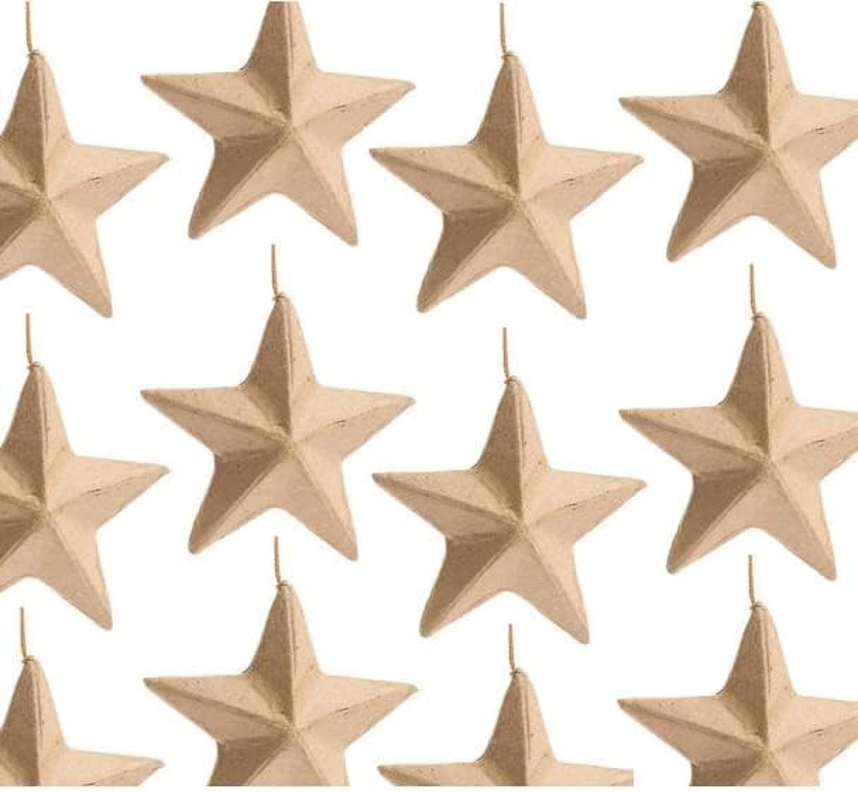 Pack of 12 Paper Mache Dimensional Star Ornaments DIY