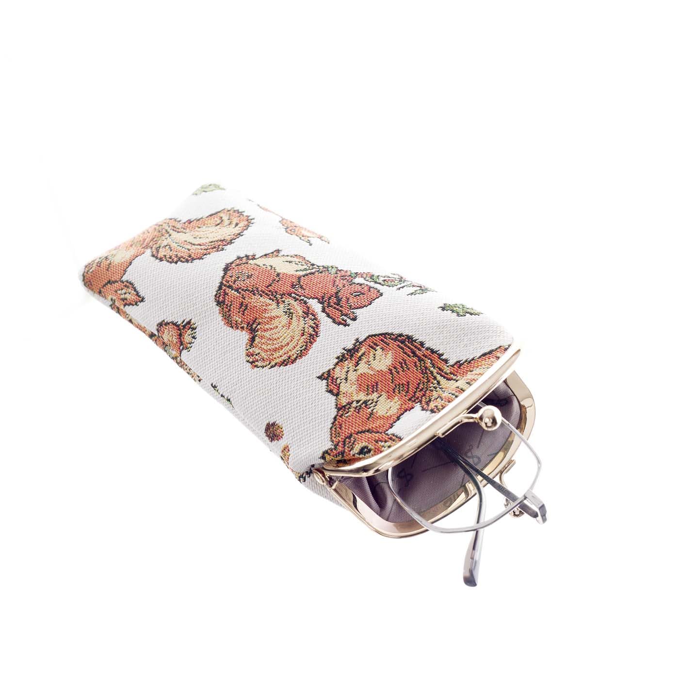 Signare Tapestry Glasses Case for Women Eyeglass Case with Fashion Pattern Design (Squirrel Nutkin)
