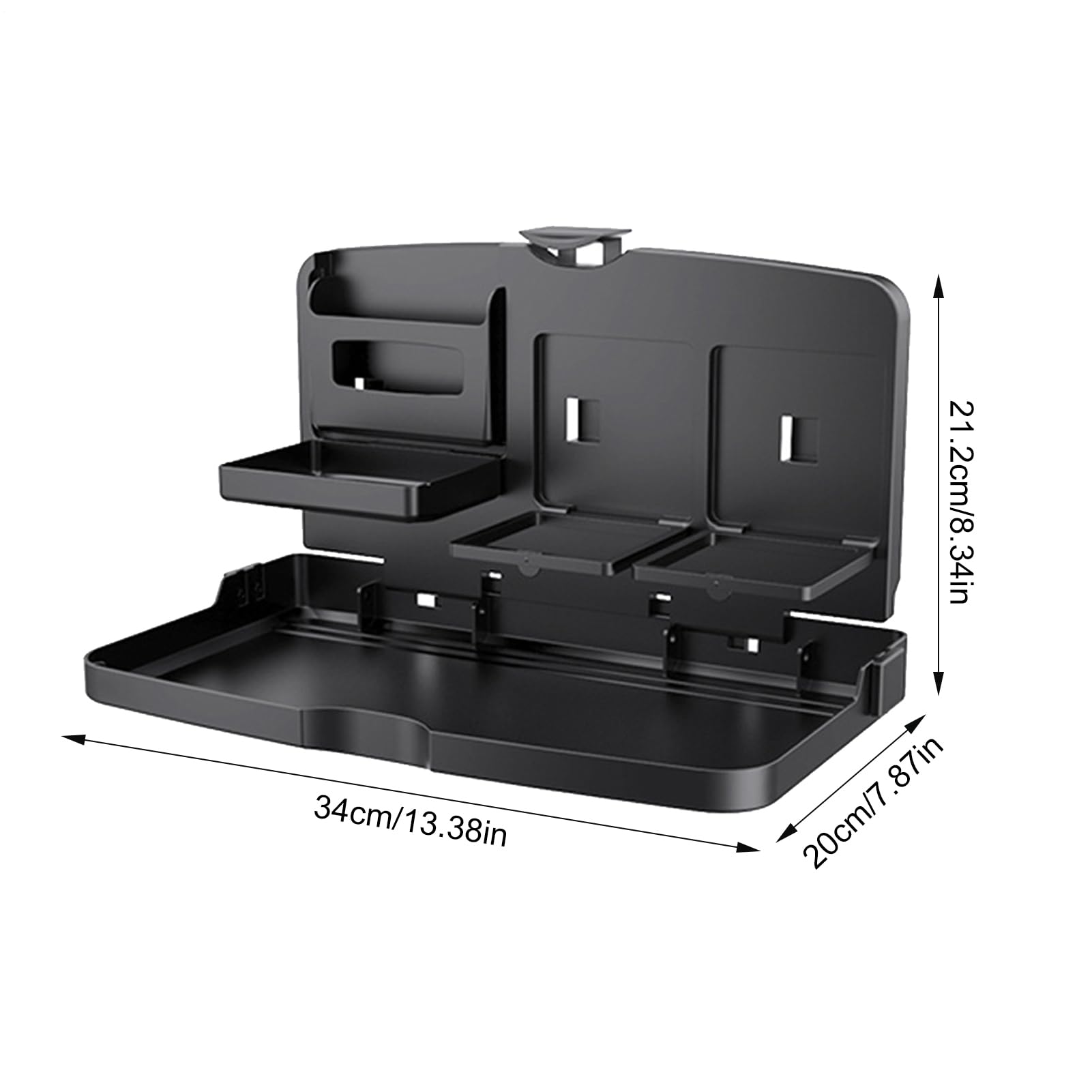Bandeja de asiento trasero de coche – Tableta plegable para coche, bandeja compacta | Soporte para comida plegable, soporte para taza fija con almacenamiento multifuncional utilizado durante viajes