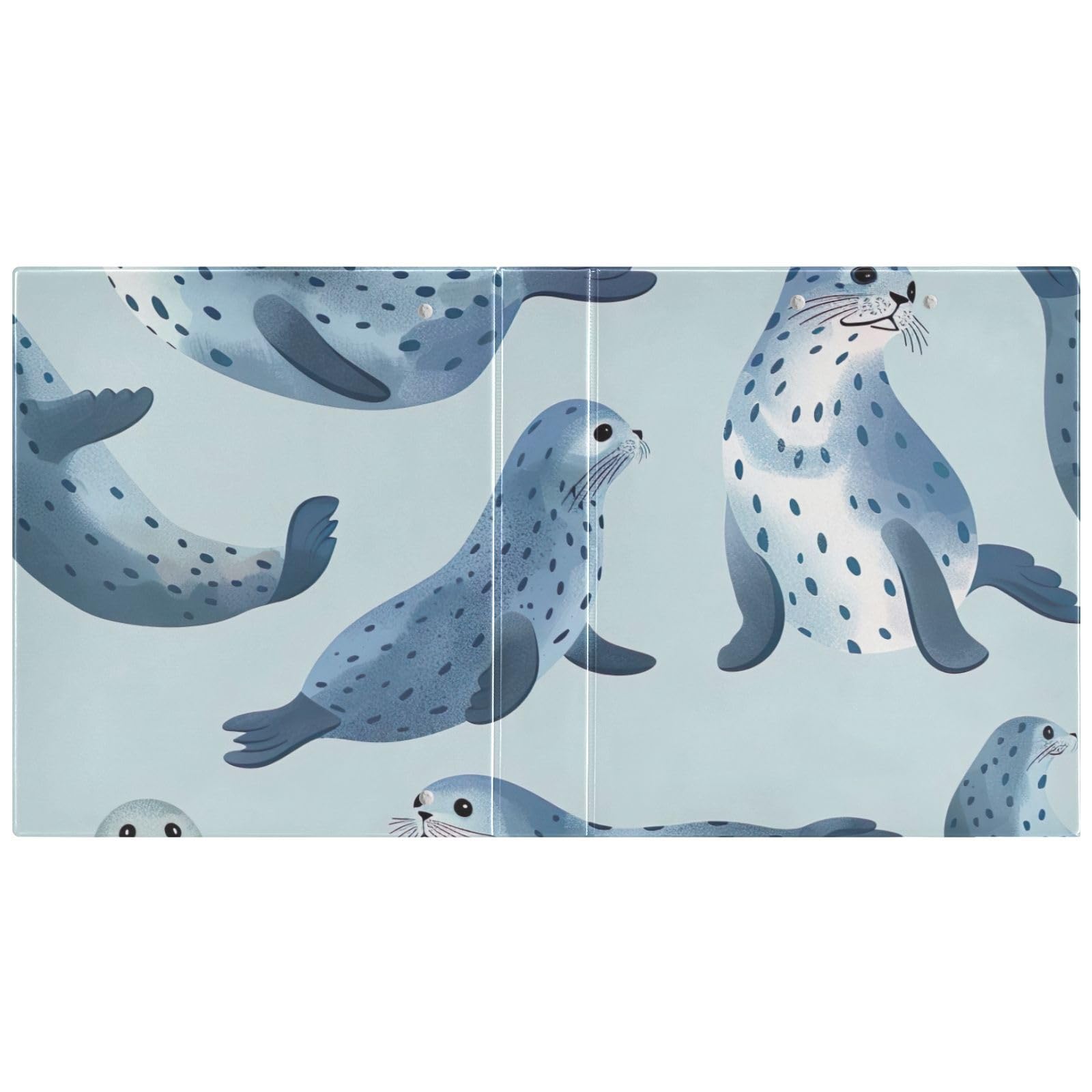 Raccoglitore a 3 anelli stampato, 3,8 cm, raccoglitore ad anelli a D con tasche, raccoglitore decorativo per scuola, università o ufficio, blu foca