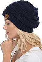 C.C Trendy Warm Chunky Cable Knit Beanie Hat & Touchscreen Gloves Set - Unisex Soft Stretch Winter Accessory