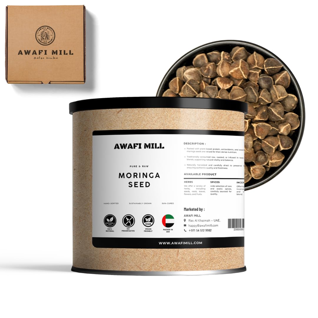 AWAFI MILL Moringa Seeds (Moringa oleifera) | Edible Kernels for Light Roasting, Seasoning, Chutneys, Pickles & Snack Mixes - 100 g | 3.5 Oz