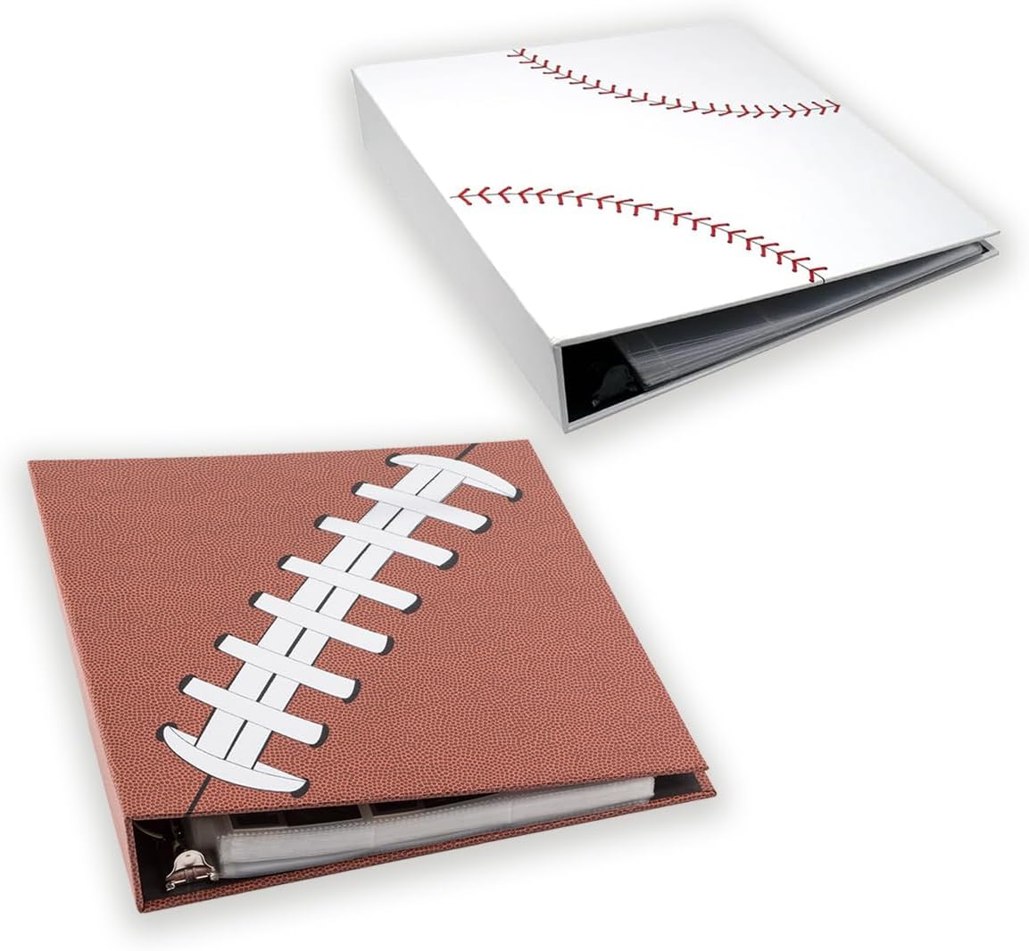 AllStarPaperz Pigskinz & Baseballz Binder Bundle | Looks & Feels Like A Real Football & Baseball | Perfect for Kids Who Love Sports | Card Collectors