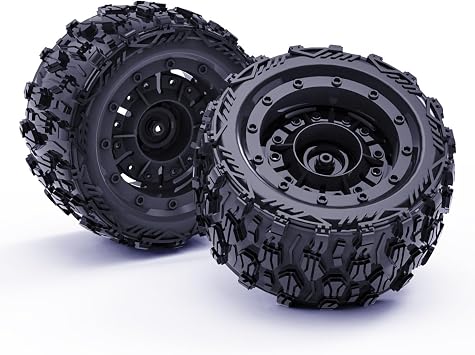 12mm Hex Hub RC Wheels and Tires, 1/16 RC Tires RC Truck Wheel Rims & Rubber Tires for 1/16 Off-Road RC Ca,Spare Parts RC Vehicle Wheels