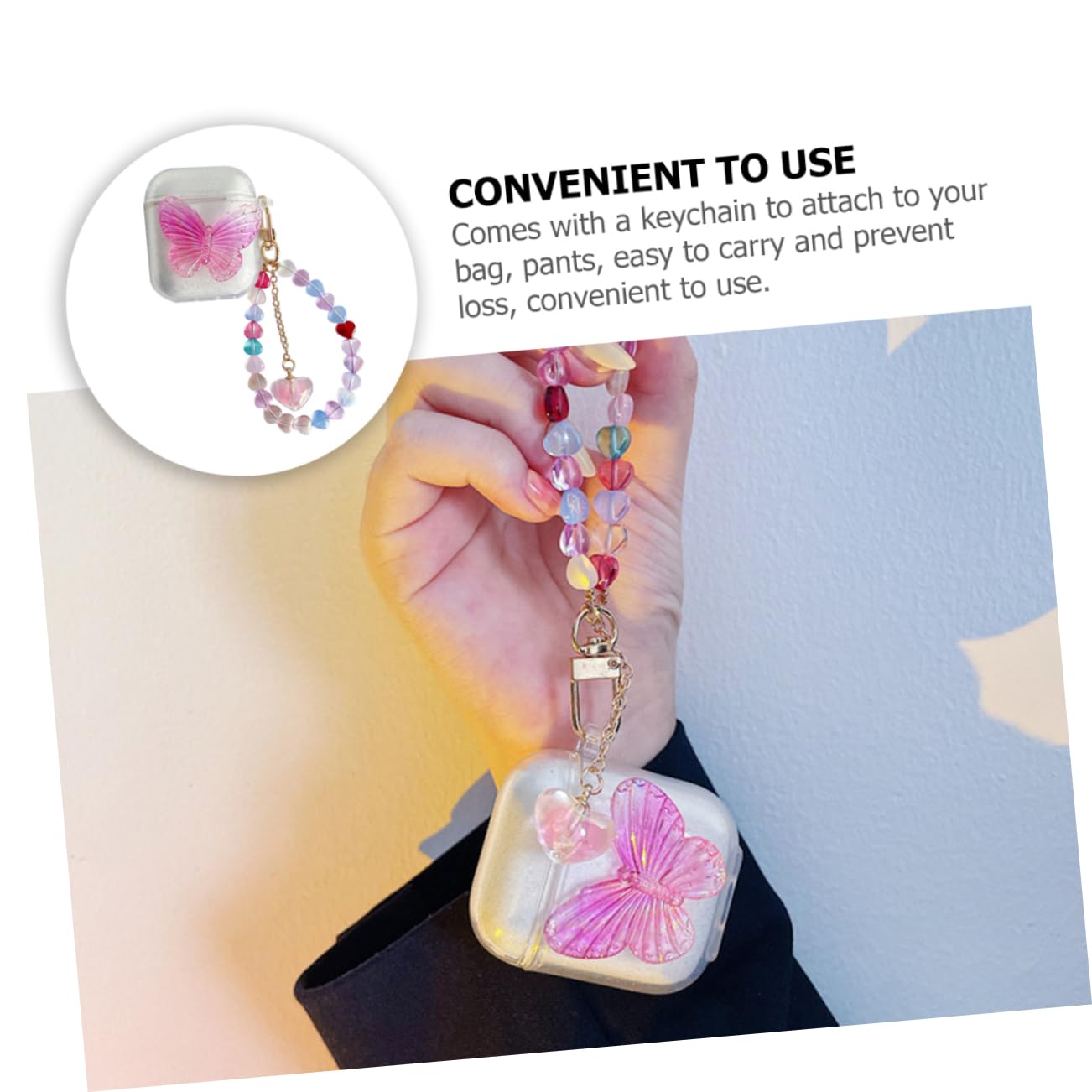 HEMOTON 5stücke Wireless Earphone Case Mit Herzanhänger Für Schützende Hülle Glitzerndem Leichte Und Kompakte Aufbewahrung Für -kopfhörer