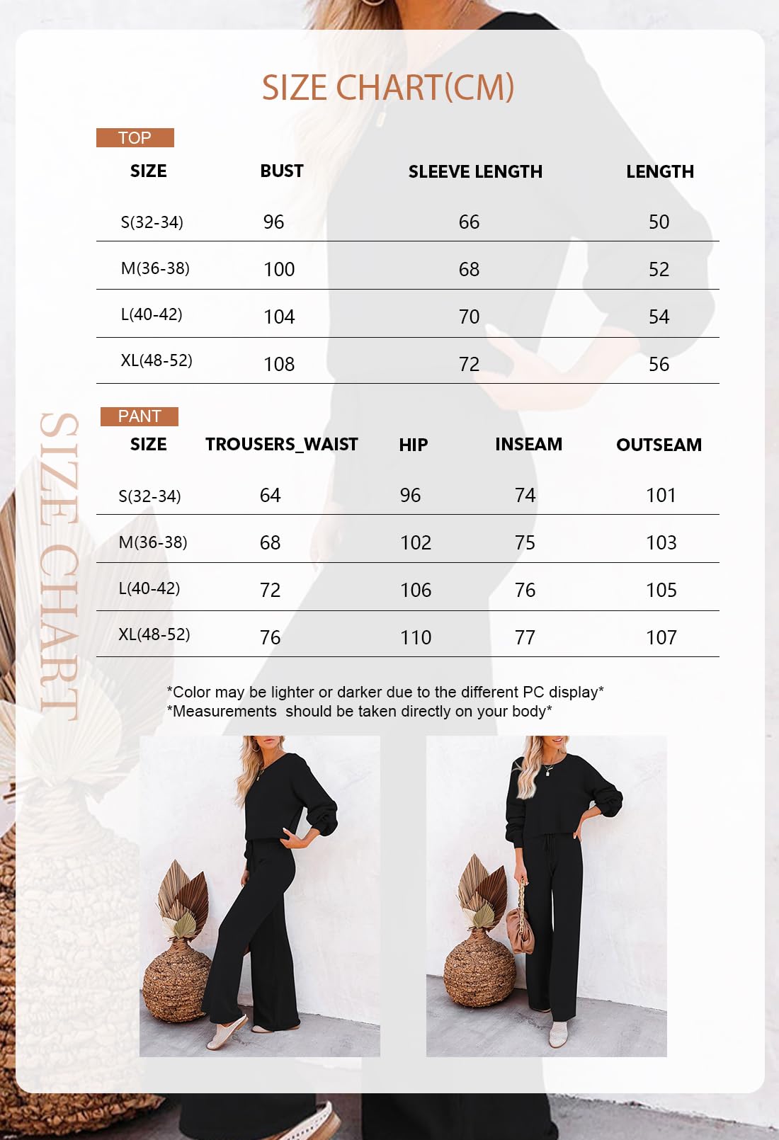 Sovoyontee Damen 2-Teiliges Set Loungewear Langarm Kurz Top Weitem Hose Pullover