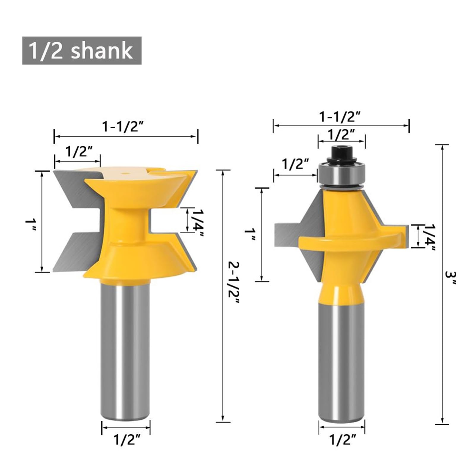 Set di punte for fresatrice for legno da 2 pezzi da 120 gradi, utensili for fresa a scalpello for scanalatura for la lavorazione del legno, codolo da 8 mm/12 mm/12,7 mm(12.7mm shank)