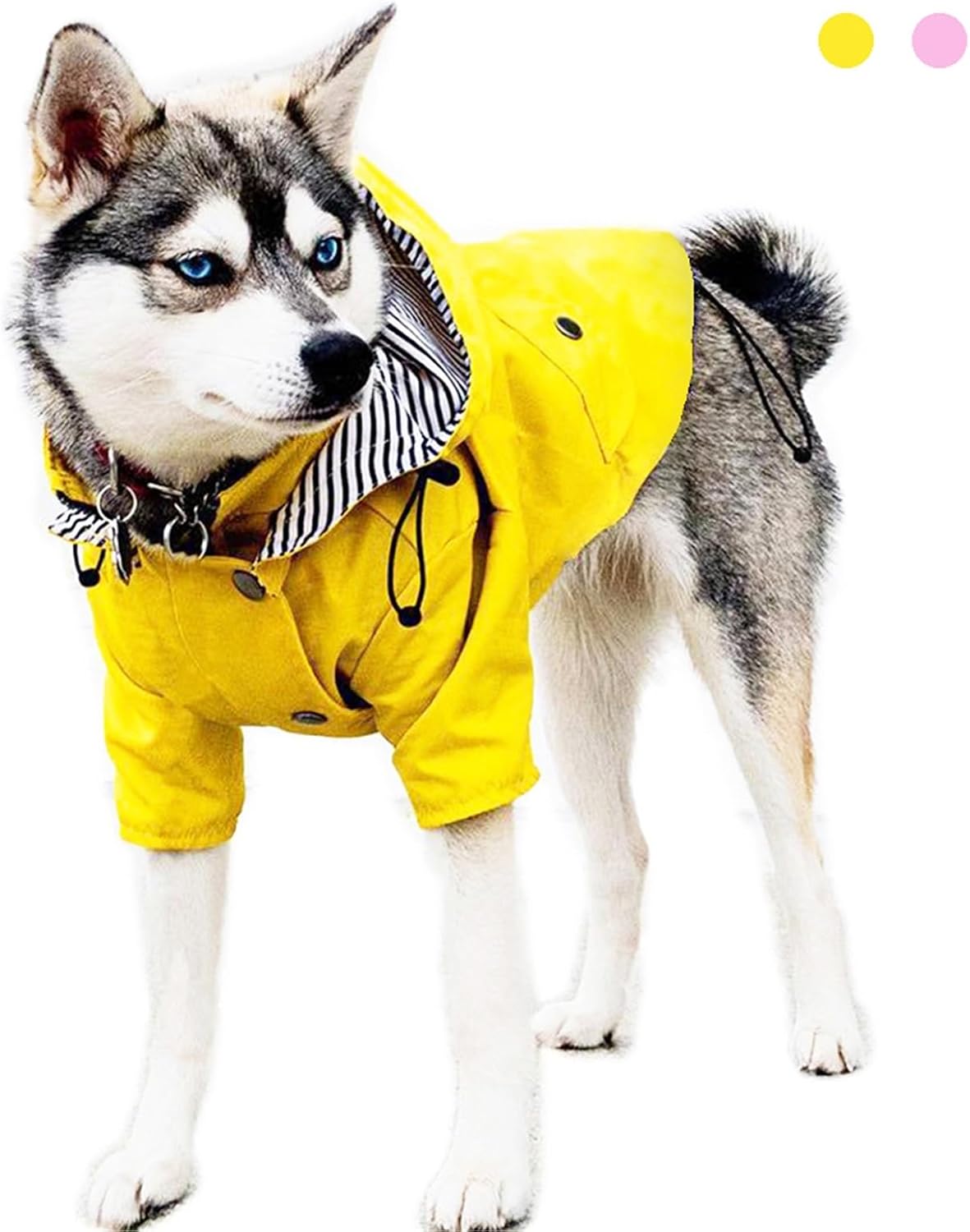 Waterproof Pet Dog Coat for Small Medium Large Dogs Windproof Jacket Dog Raincoat Dog Sport Hoodies Pet Clothes Pink Yellow(Pink,Large)