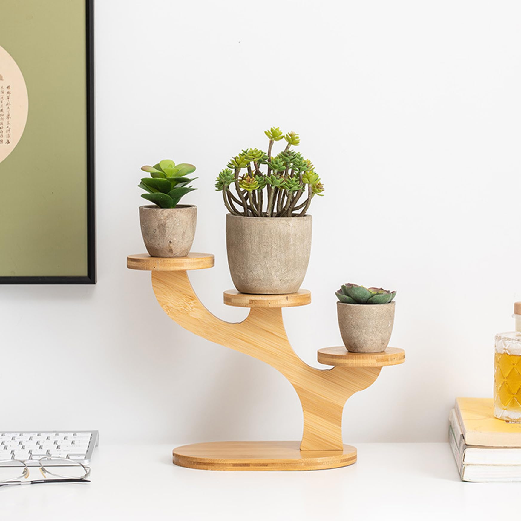 LAIPART Petit Support De Table En Bambou Pour Plantes Grasses, étagère De Fenêtre D'intérieur à 3 Niveaux Pour Rebord De Fenêtre, Support De Fleurs Pour La Maison, Le Balcon, Le Jardin, La