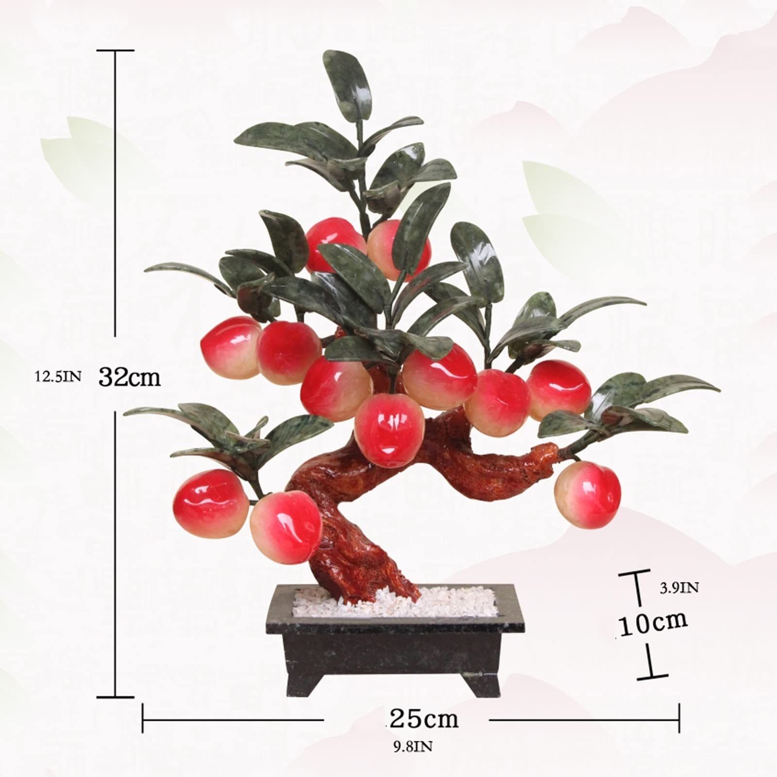 Bonsaï Artificiel Plante Artificielle en Pot de Jade sculpté artificiellement Pierre bonsaï Bonsai Arbre rocheuses artificielles longévité pêche Maison décoration Bureau Faux Arbre D'intérieur