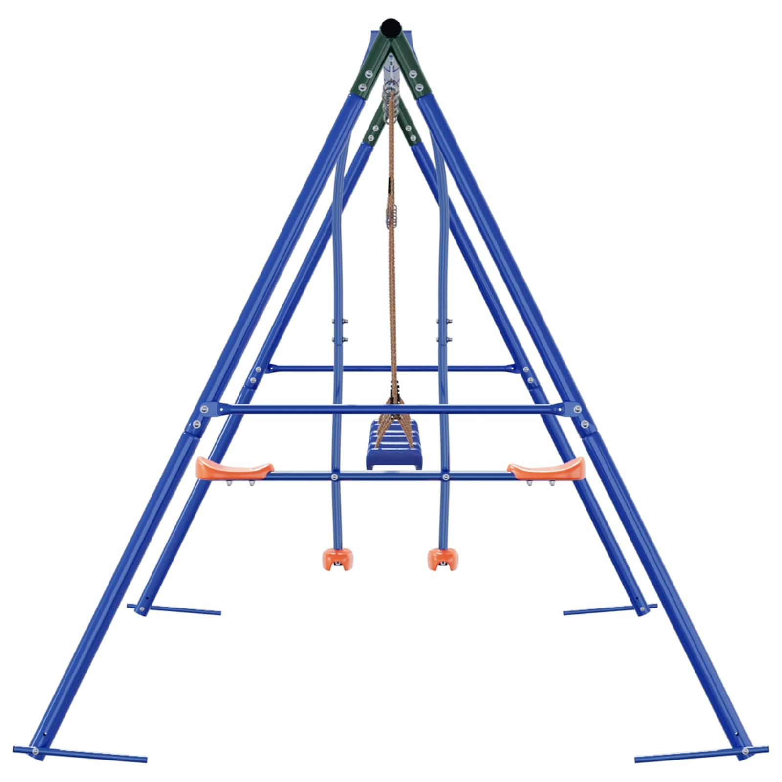 Outdoor Schaukelset Mehrfarbig 330 x 185 x 185 cm Stahl und PE wetterfest mit verstellbarem Sitz für Garten und Spielplatz, Klettergerüst, Rutsche, Wippe, Sandkasten, Kinderspielzeug draußen