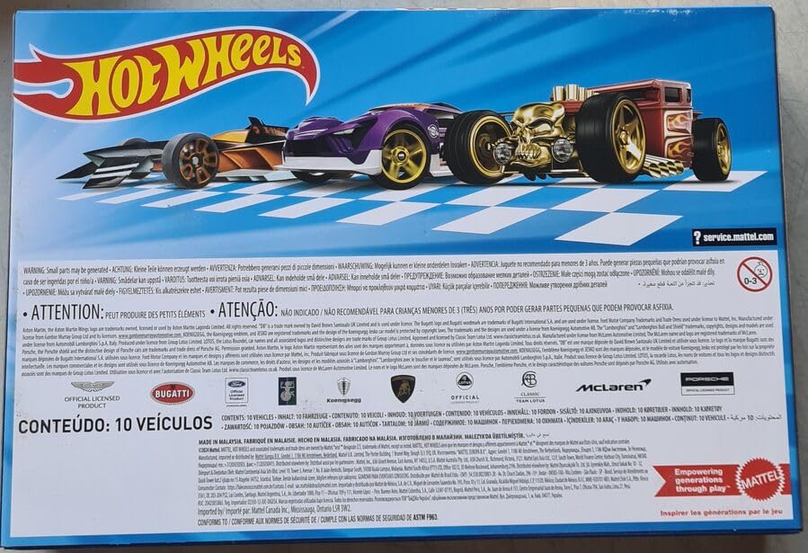 Hot Wheels 10-Pack of Toy Race Cars with Authentic Designs