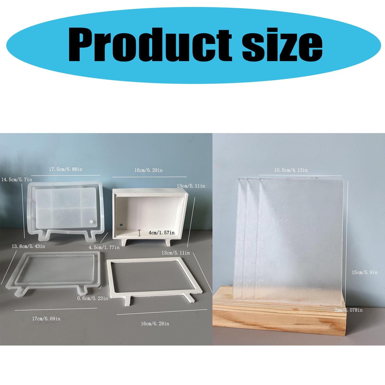 Molde de almacenamiento de silicona fácil de disolver para resina y regalos creativos paisaje, contenedor rectangular, moldes epoxi, moldes decorativos de silicona para manualidades