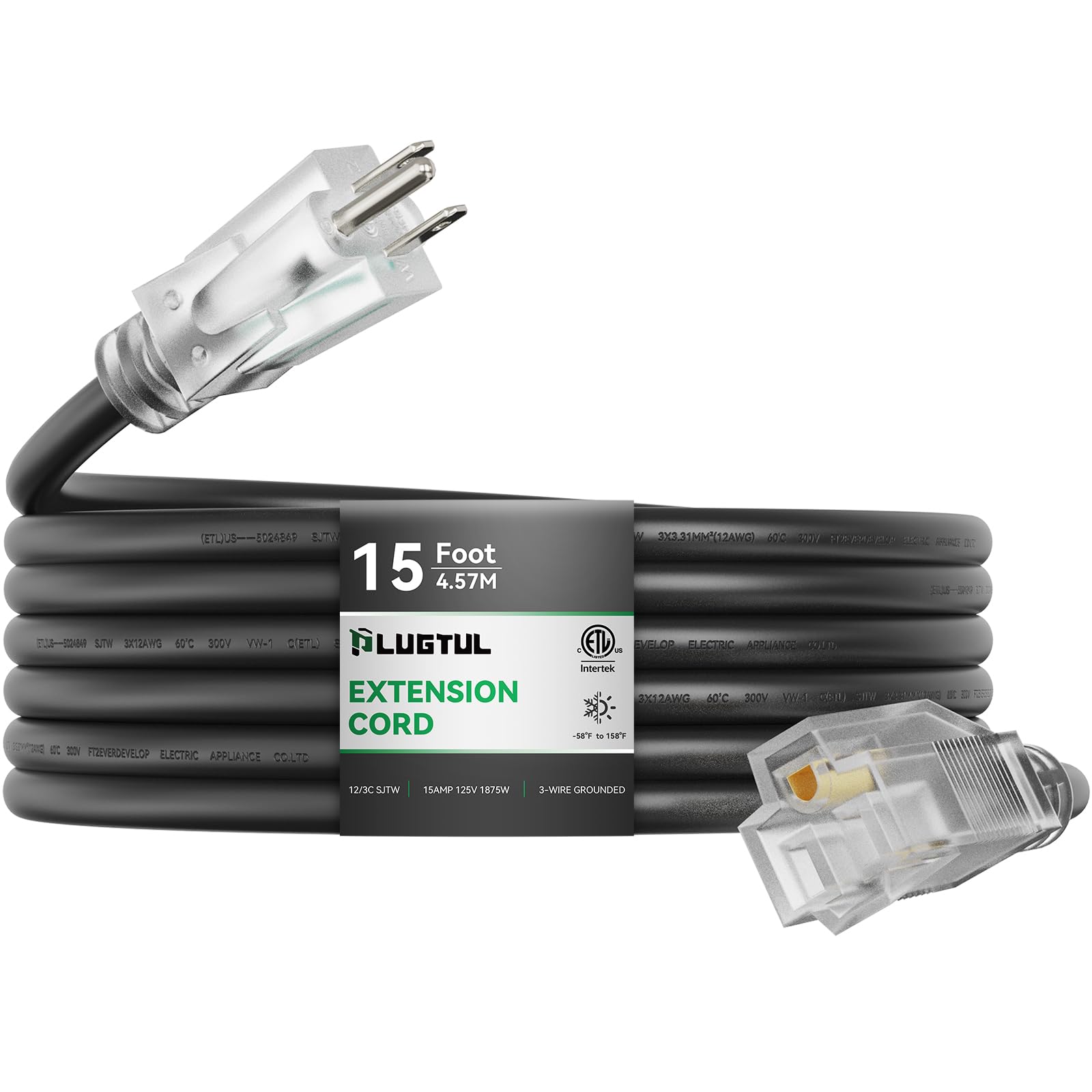 PLUGTUL 15FT Extension Cord