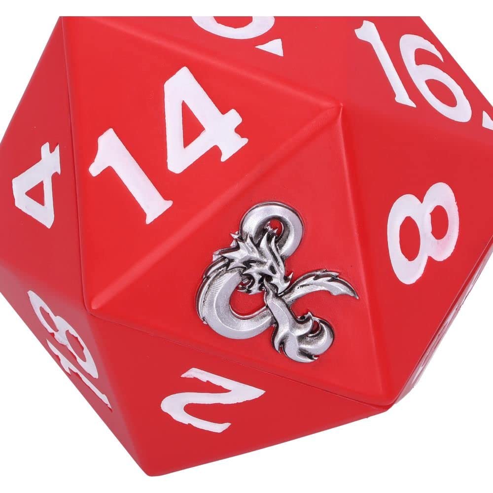 NEMESIS NOW Boîte de Rangement D20 sous Licence Officielle Dungeons & Dragons, Rouge, 13,5 cm