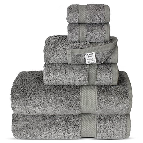 Chakir Turkish Linens Luxury Ultra Soft Bamboo 6-Piece Towel Set - Soft, Absorbent