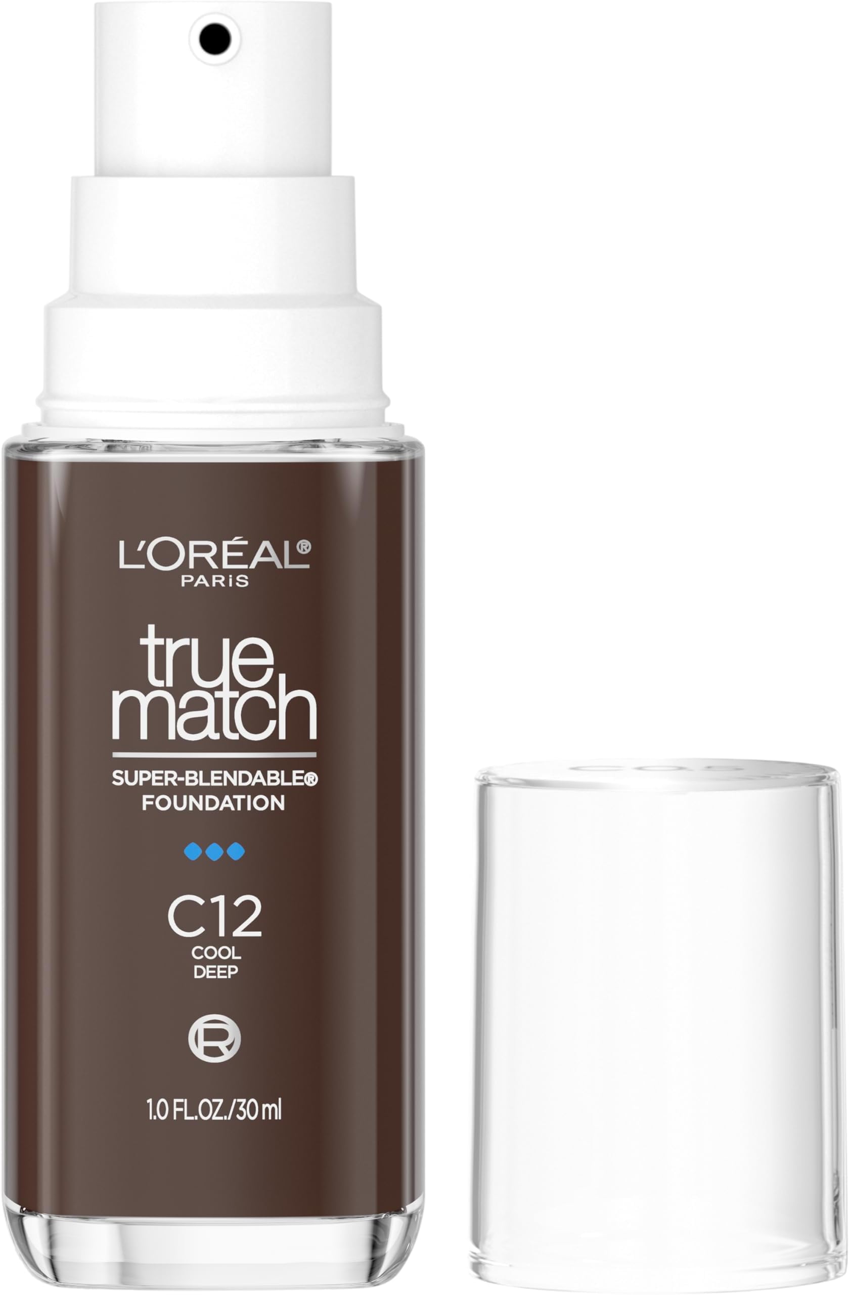 True Match Super-Blendable Foundation, Medium Coverage Liquid Foundation Makeup, C12, Deep, 1 Fl Oz